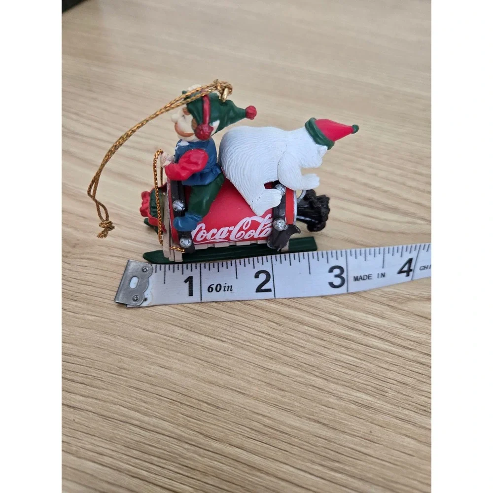 Coca-Cola Bottling Works Collection Polar Bear Elf Soda Can Sled Ornament Boxed